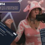 on the left is text that says Muttday #14 How did this week go from celebrating Dem Wins, to cursing their guts so damn quickly? as well as pictures of several blue sky posts about the democrats giving up as I make a horrified face in the center of the screen