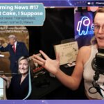 A youtube style thumbnail of me, a white woman making an exasperated face on the right. On the left side of the screen is a collage of French far right politician Marine Le Pen, Trump accepting the FIFA "Peace" prize, and Zenterya's new model. Above those is text which reads, Muttday Morning News #17 Let Them Eat Cake, I Suppose 2 weeks of unhinged news, TTransphobia, the GOP being Evil, and even some EU News