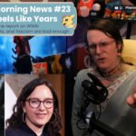 A YouTube style thumbnail featuring a white woman on the right side making a confused face and pointing. above her is the Wikipedia logo and text reading YouTube and Twitch @Phennoflore and Bluesky @phenn.gay On the left are images of Bari Weiss and Donald Trump as well as the Bandcamp logo and a text box which reads Muttday Morning News #23
19 Days? Feels Like Years and in smaller text below that Please don't make me report on WWIII
Greenland, Venezuela, and fascism are bad enough