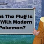 A YouTube thumbnail style image of a white woman wearing an eevee kigorumi looking concerned at the pokemon indigo league episode title card reading “What the Fluff is Up With Modern Pokemon?” In the top left corner that is additional text reading YouTube and Twitch @Phennoflore and Bluesky @phenn.gay