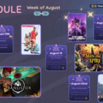 A graphic #twitch stream #schedule on https://www.twitch.tv/phennoflore, Phenn.gay, and Youtube.com/@Phennoflore this coming week, August 17-23 All times in MDT August 17th I've Had Bond on the Brain Lately #Discord Invite link discord.gg/tc3dawkGwa 6:00 pm MDT Goldfinger 8:00 pm MDT Thunderball Streams and Tom Foolery August 18th Rose Plays: Transistor Rose sort of knows what she’s doing now ~ 6:00 pm MDT Girl Juice Day! August 19th 7:30 AM MDT Digimon Beatbreak Eps 30-31 Discord icon 9:00 AM MDT Void Stranger Streams and Tom Foolery August 19th Slaying Spires as a Treat Will we run shiv, claw, or one of those decks where you actually pay for things? ~ 3:00 pm MDT Streams and Tom Foolery August 22nd Nier: Automata Never did finish this did I? I think we’re in the 9S run? 11:00 am MDT