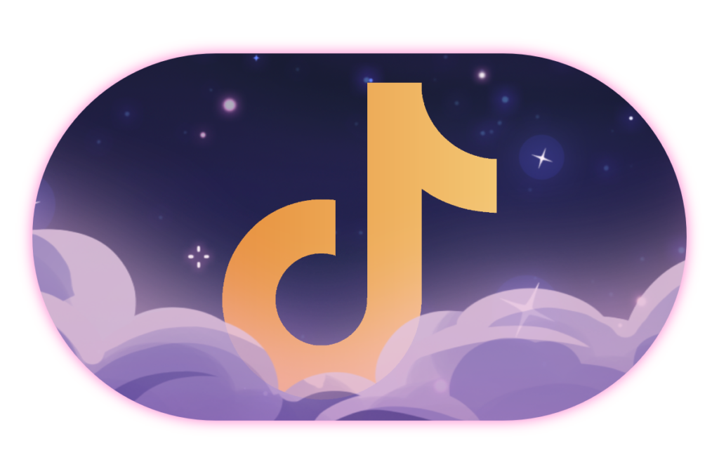 the tiktok logo in gold on a starry background