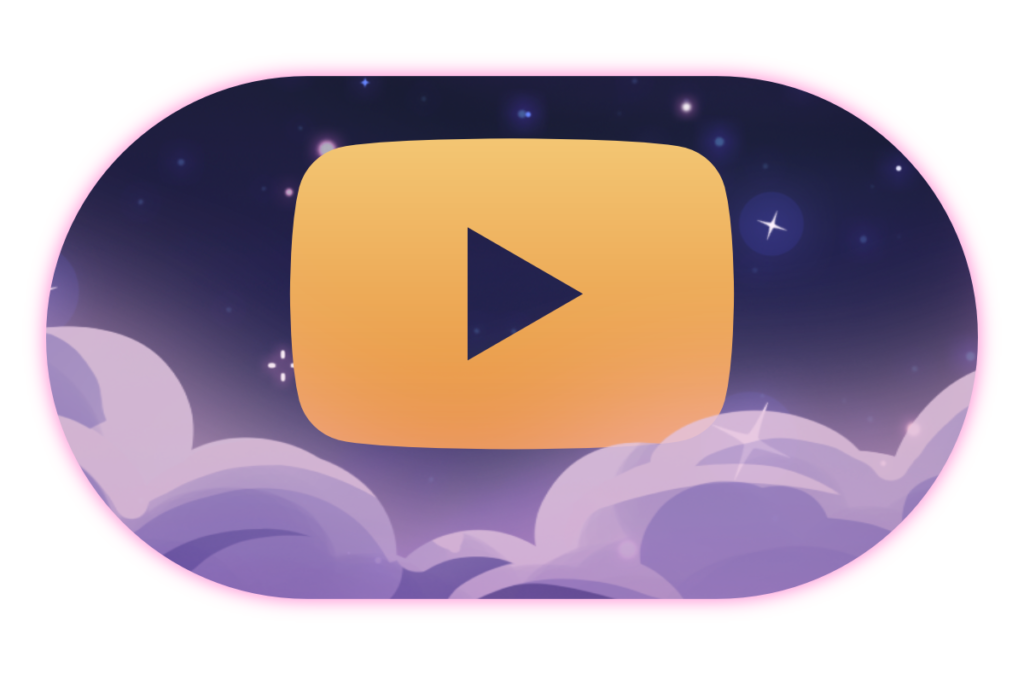 the youtube logo in gold on a starry background