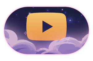 the youtube logo in gold on a starry background